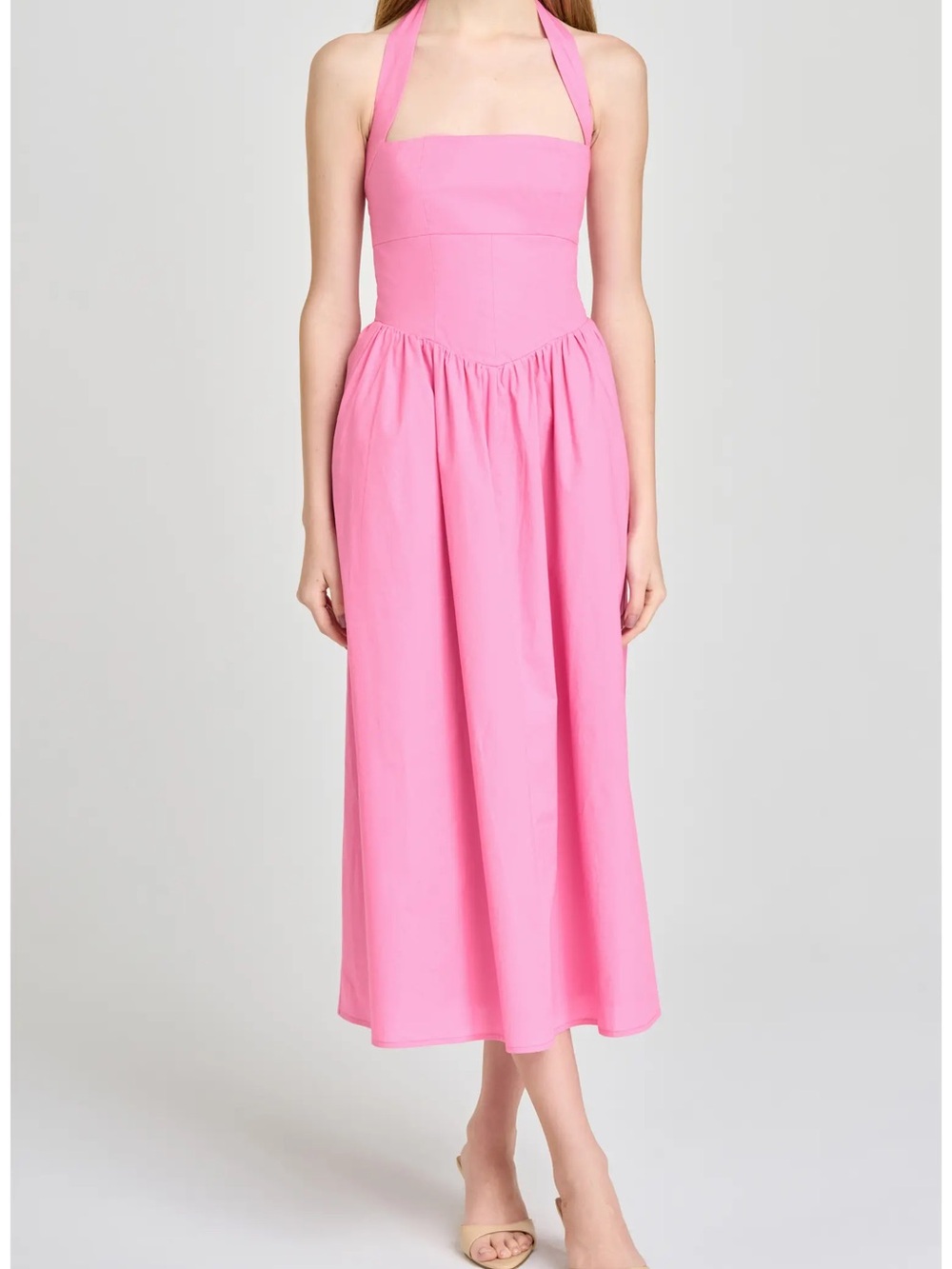 Wayf Pink Halter Maxi Dress